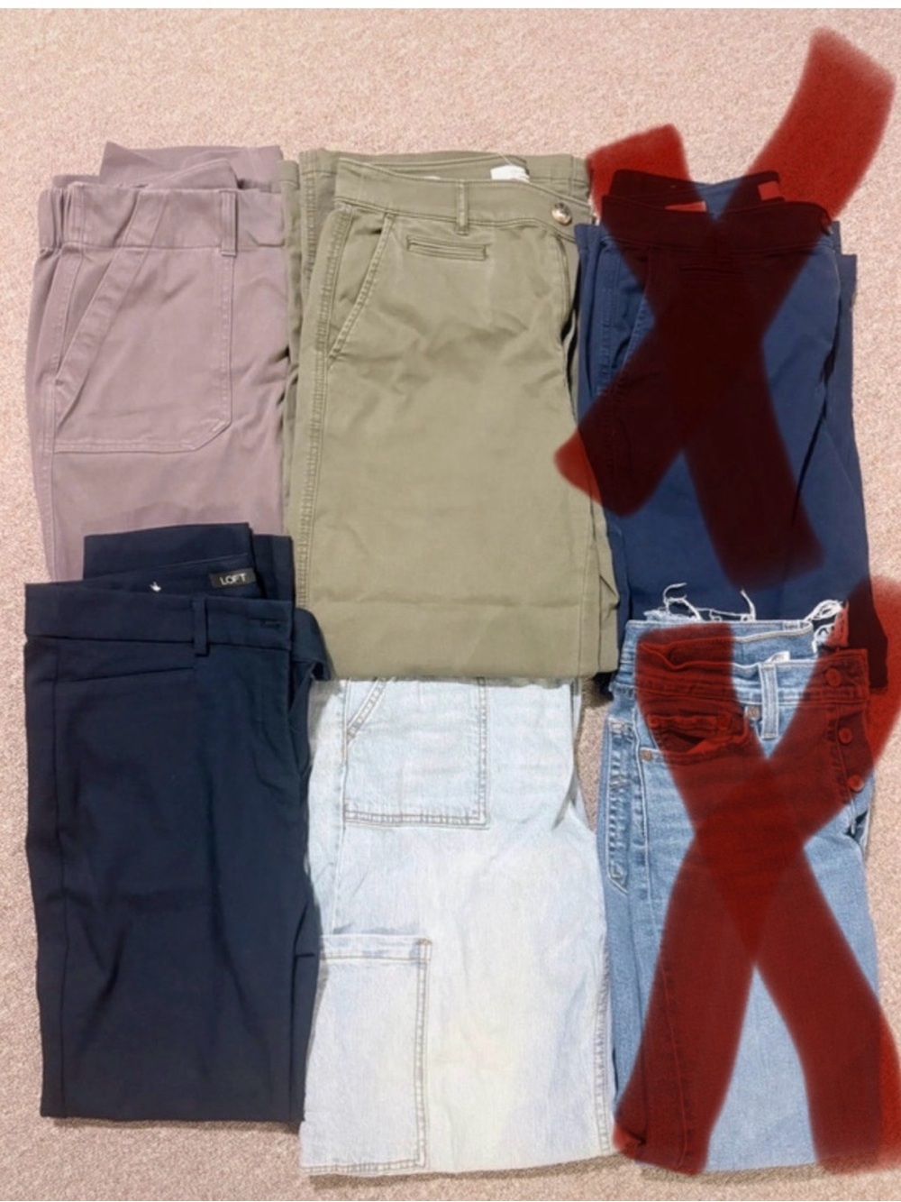 Mixed Women's Pants Bundle in Olive, Navy, Light Wash & Taupe
